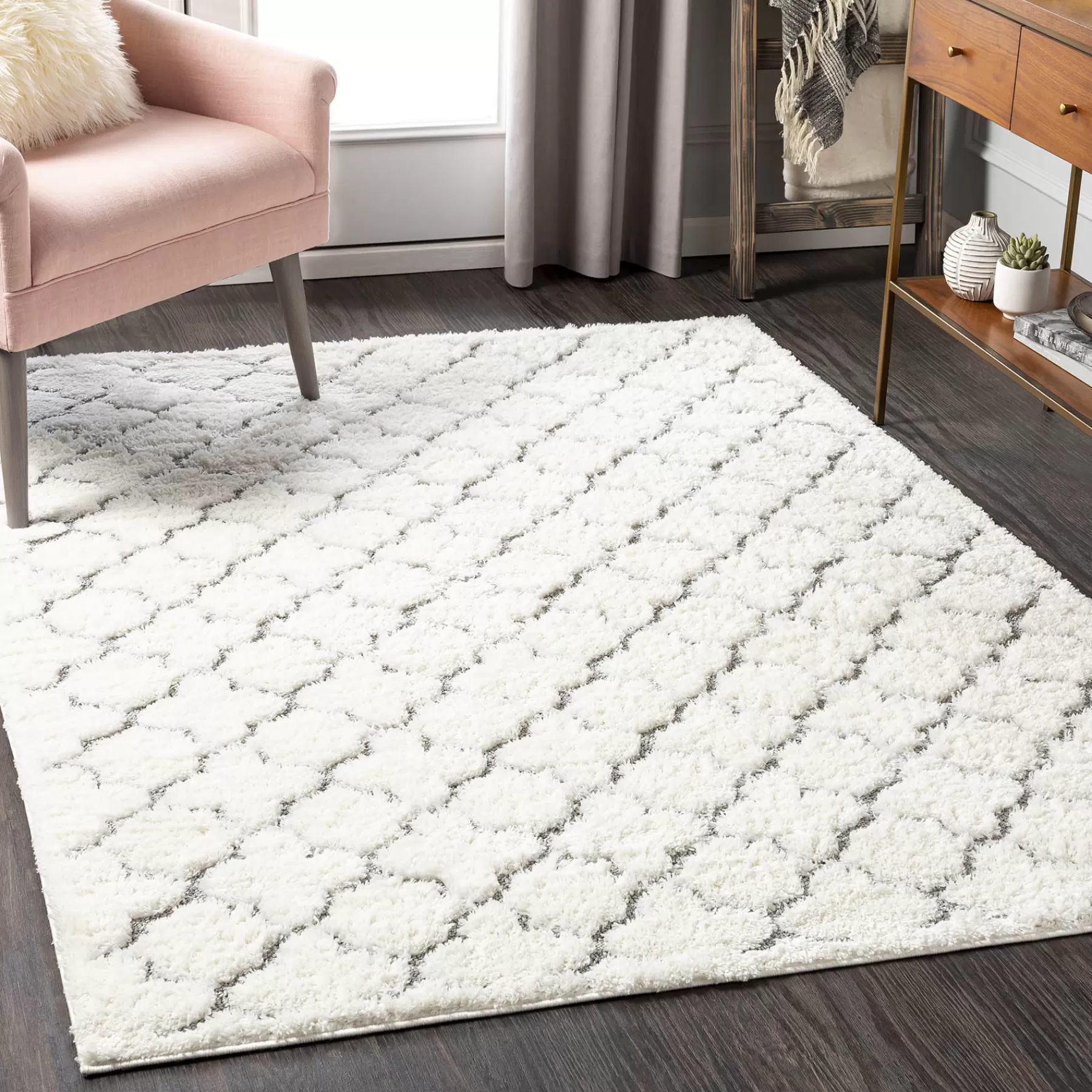 * Best Sellers (B746) Elenor Ivory Geometric Area Rug, 5 7