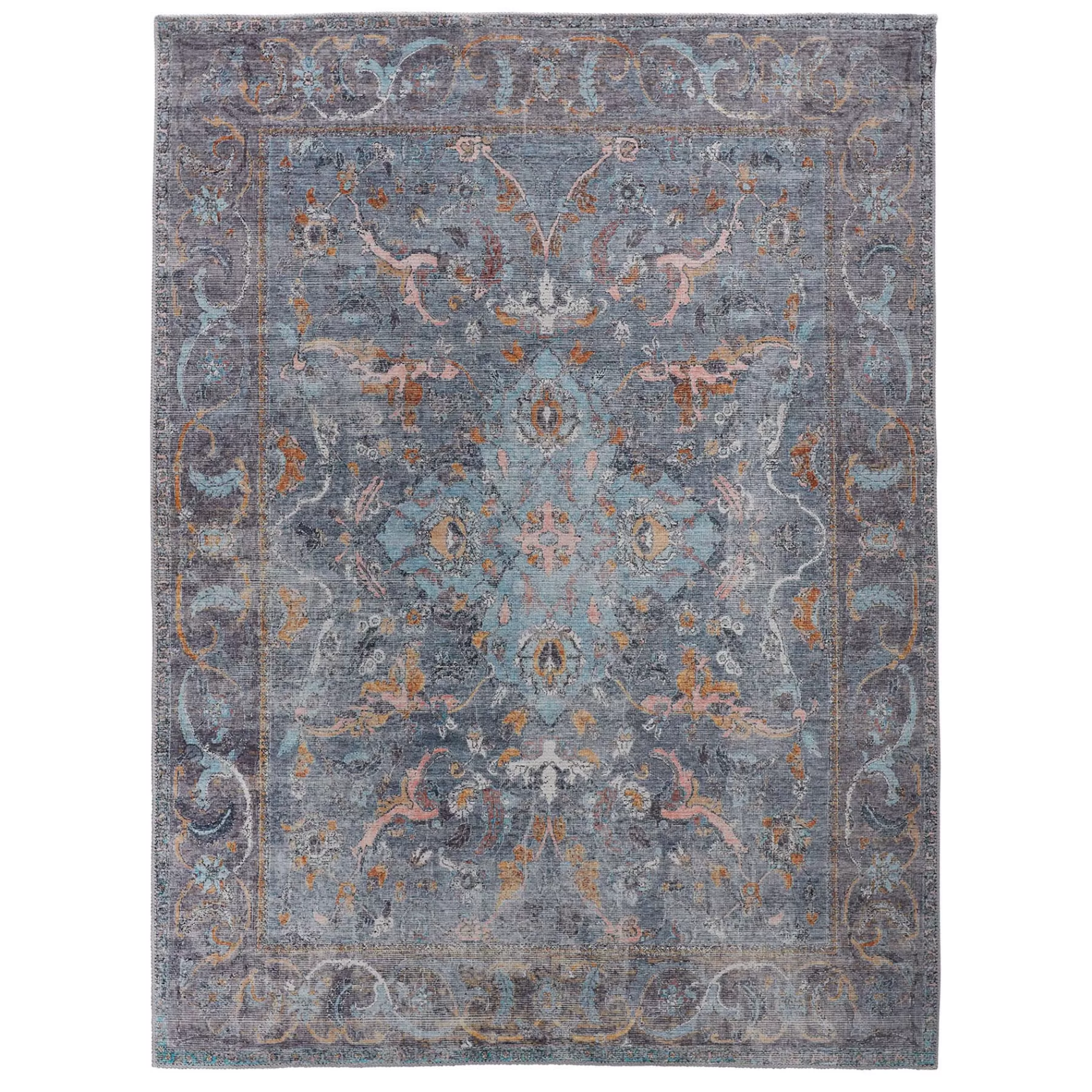 * Cheap Online (B752) Augustine Blue Medallion Area Rug, 5 7