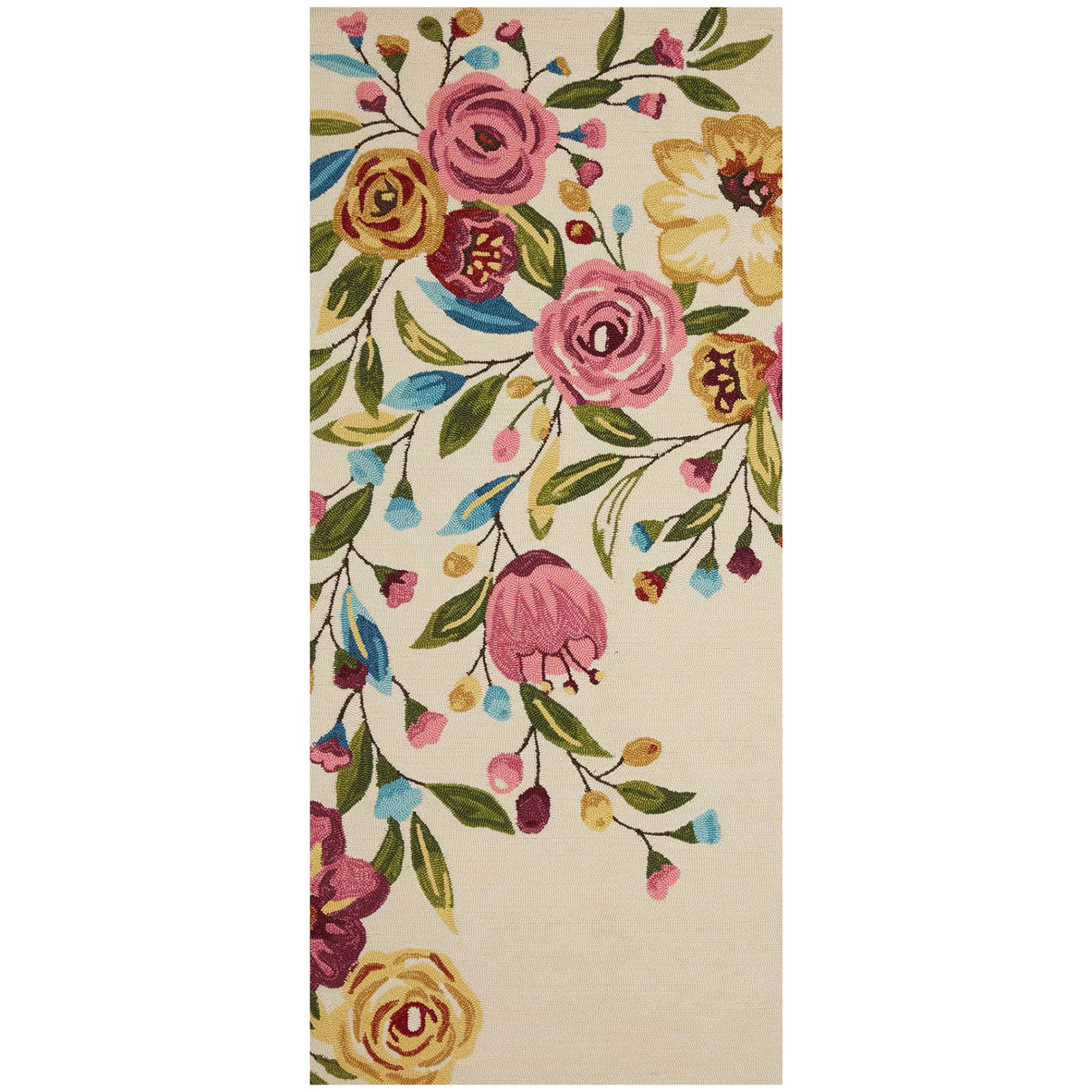 * Clearance Sale (A467) Summerton Pink Floral Hooked Runner, 2 5