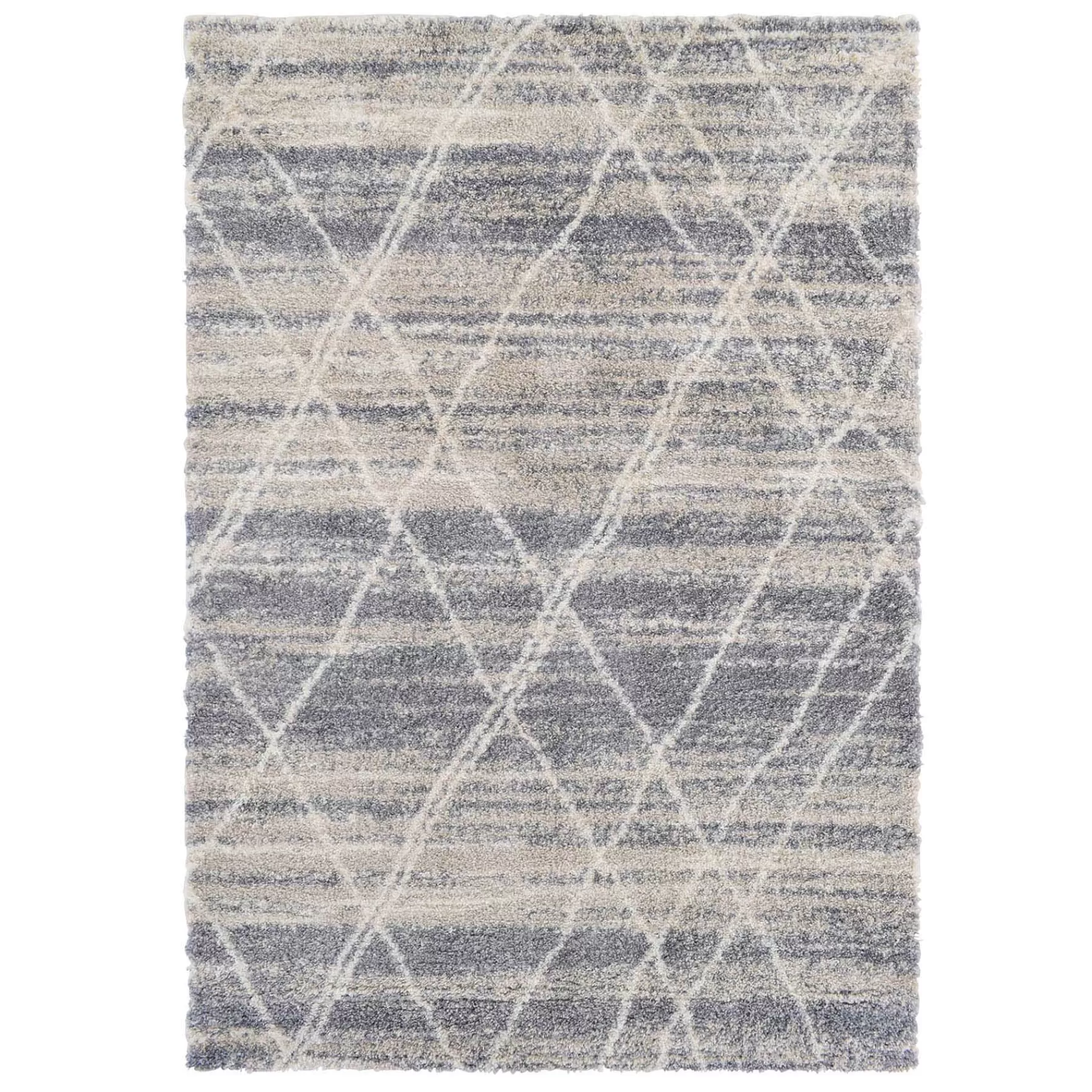 * Closeout Sale (C157) White & Grey Moroccan Style Shag Area Rug, 5 7