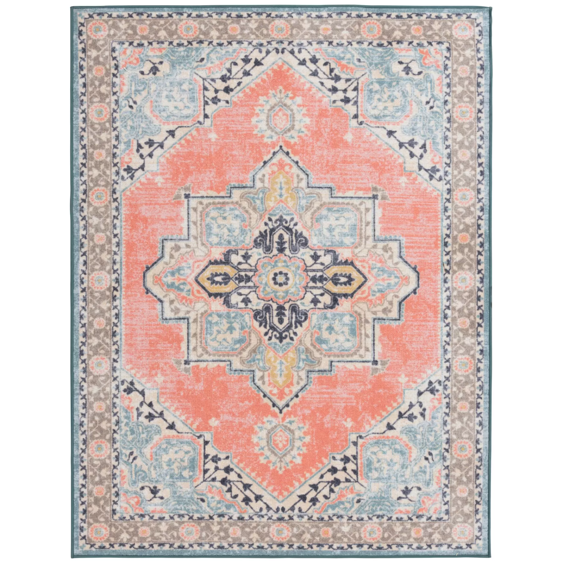 * Closeout Sale (D561) Venus Pink Multi-Colored Medallion Accent Rug, 2 4