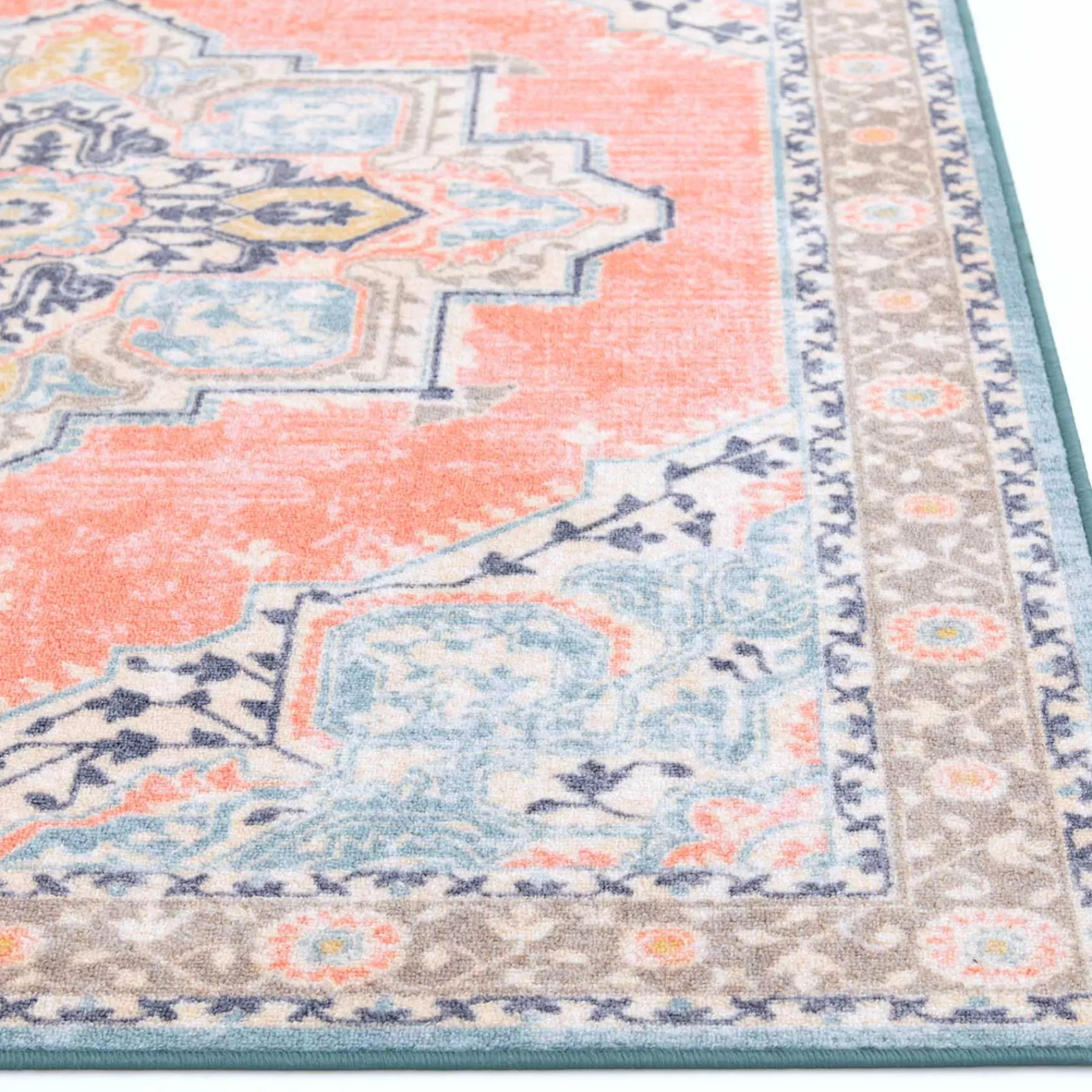 * Closeout Sale (D561) Venus Pink Multi-Colored Medallion Accent Rug, 2 4