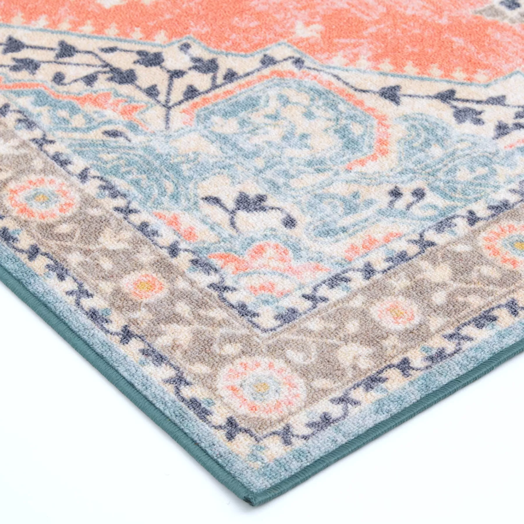 * Closeout Sale (D561) Venus Pink Multi-Colored Medallion Accent Rug, 2 4
