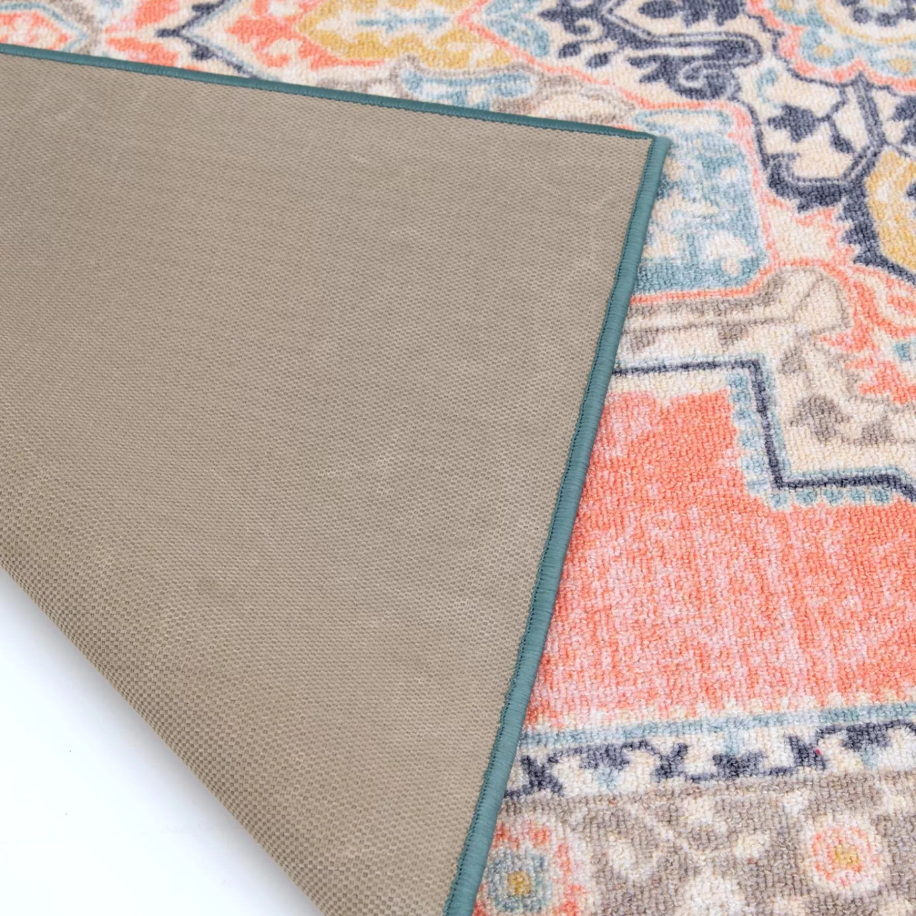 * Closeout Sale (D561) Venus Pink Multi-Colored Medallion Accent Rug, 2 4