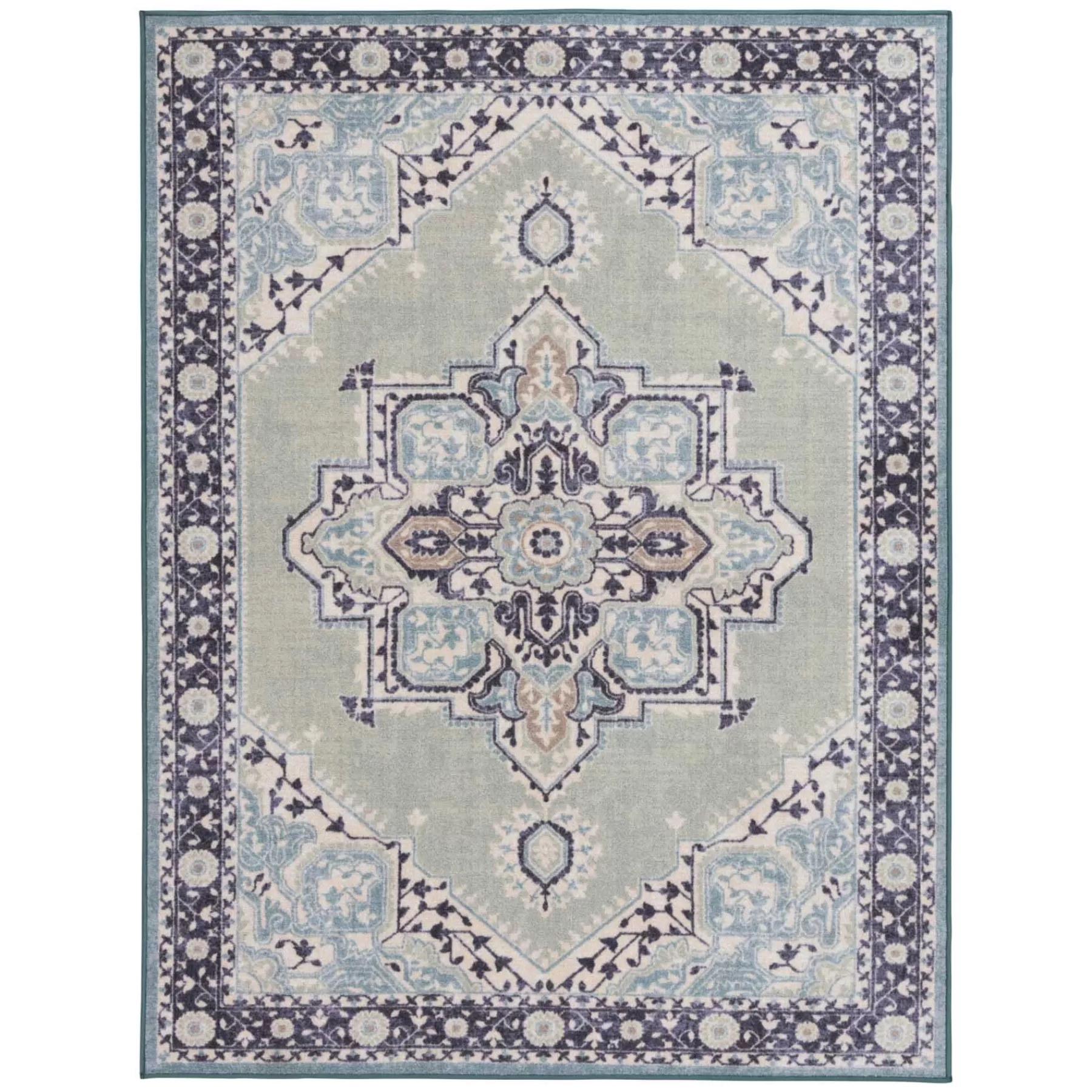 * Closeout Sale (D562) Venus Blue Multi-Colored Medallion Area Rug, 4 6