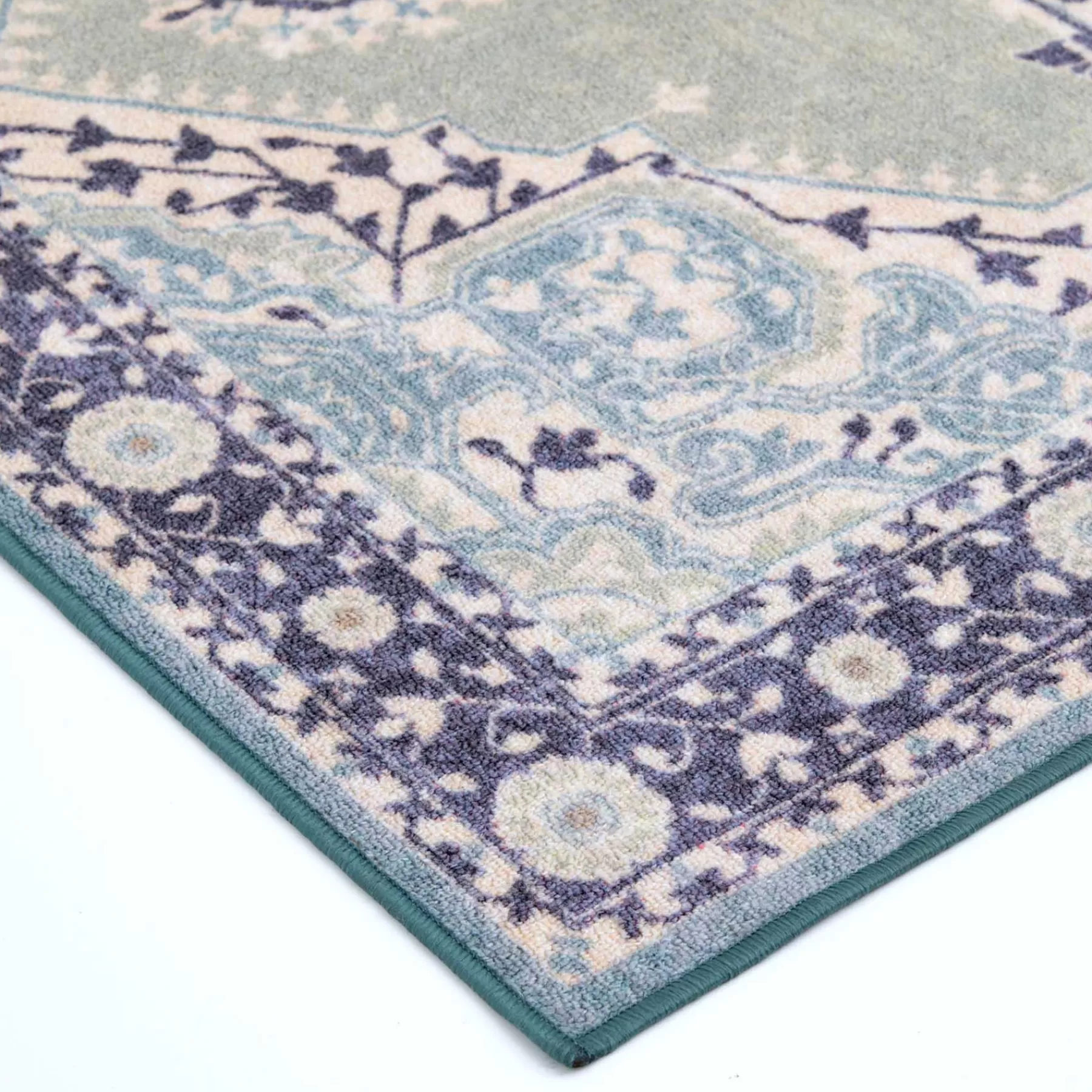 * Closeout Sale (D562) Venus Blue Multi-Colored Medallion Area Rug, 4 6