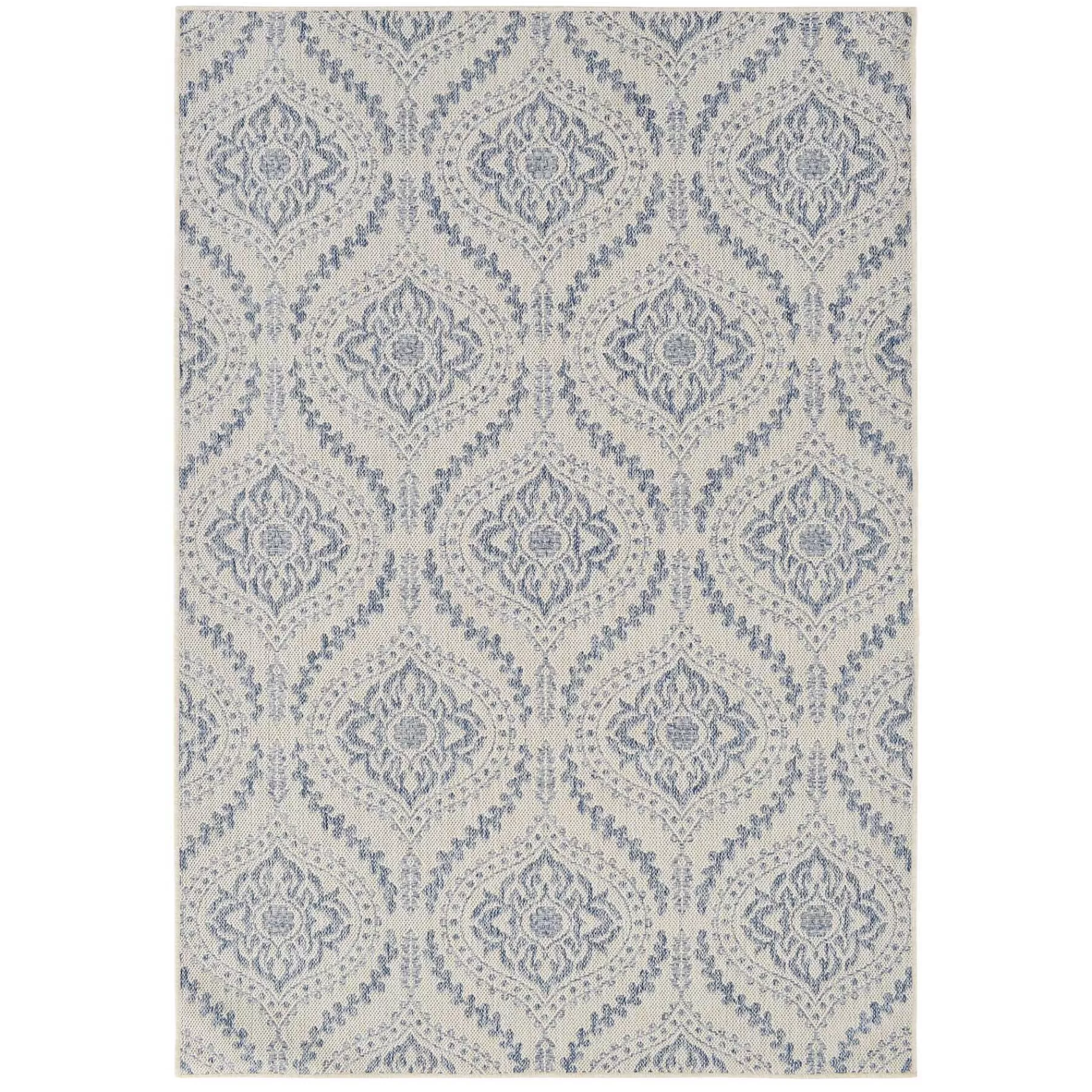 * Closeout Sale (E304) Blue & Ivory Quatrefoil Sisal Indoor & Outdoor Area Rug, 5 7