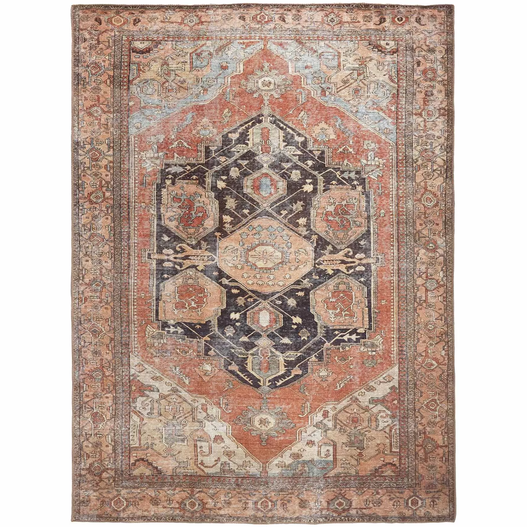* Exclusive (B753) Riley Brown Multi-Colored Medallion Area Rug, 5 7
