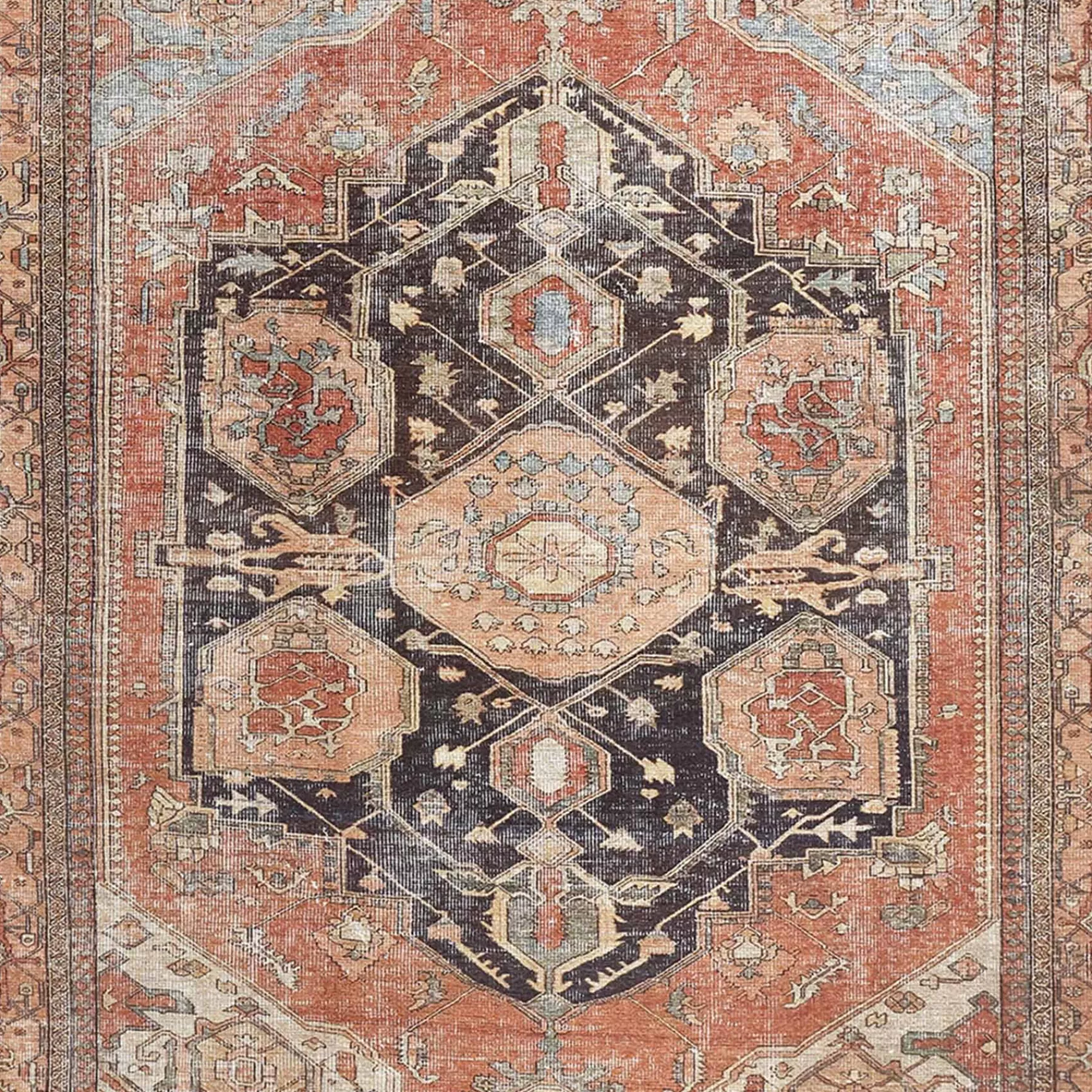 * Exclusive (B753) Riley Brown Multi-Colored Medallion Area Rug, 5 7