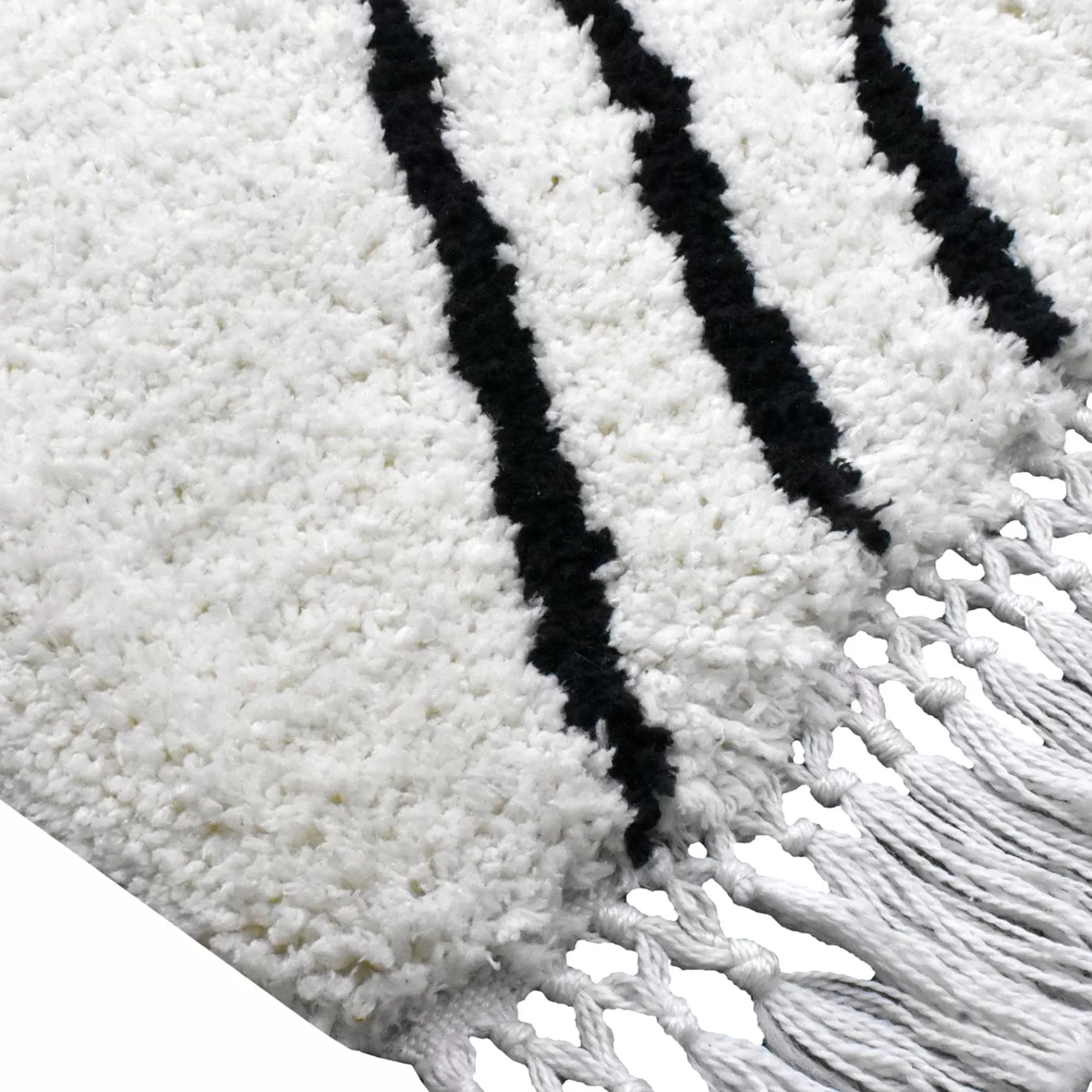 * Exclusive (C186) White & Black Chevron Shag Area Rug, 5 7