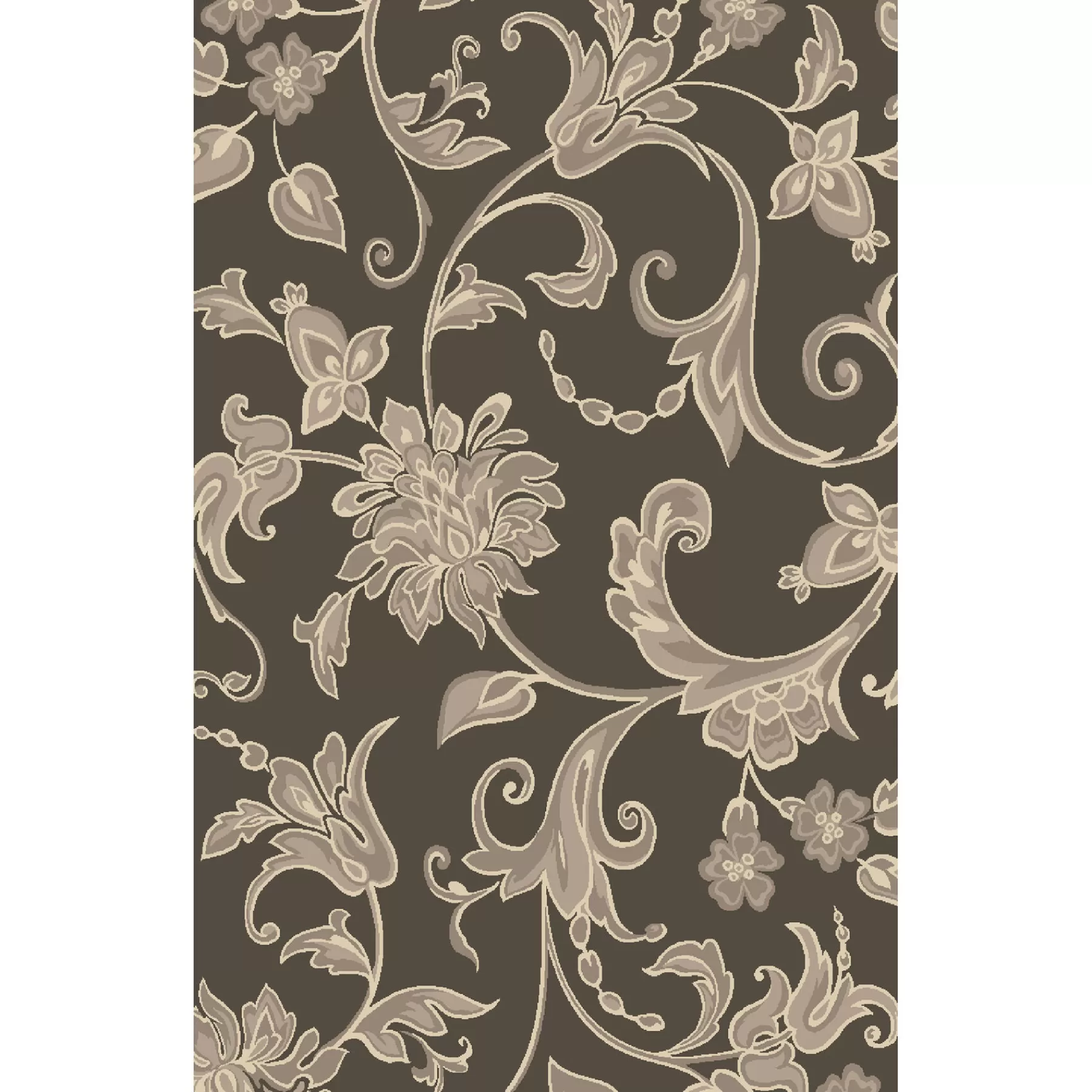 * Exclusive (D408) Dark Grey Traditional Floral Design Area Rug, 7 10