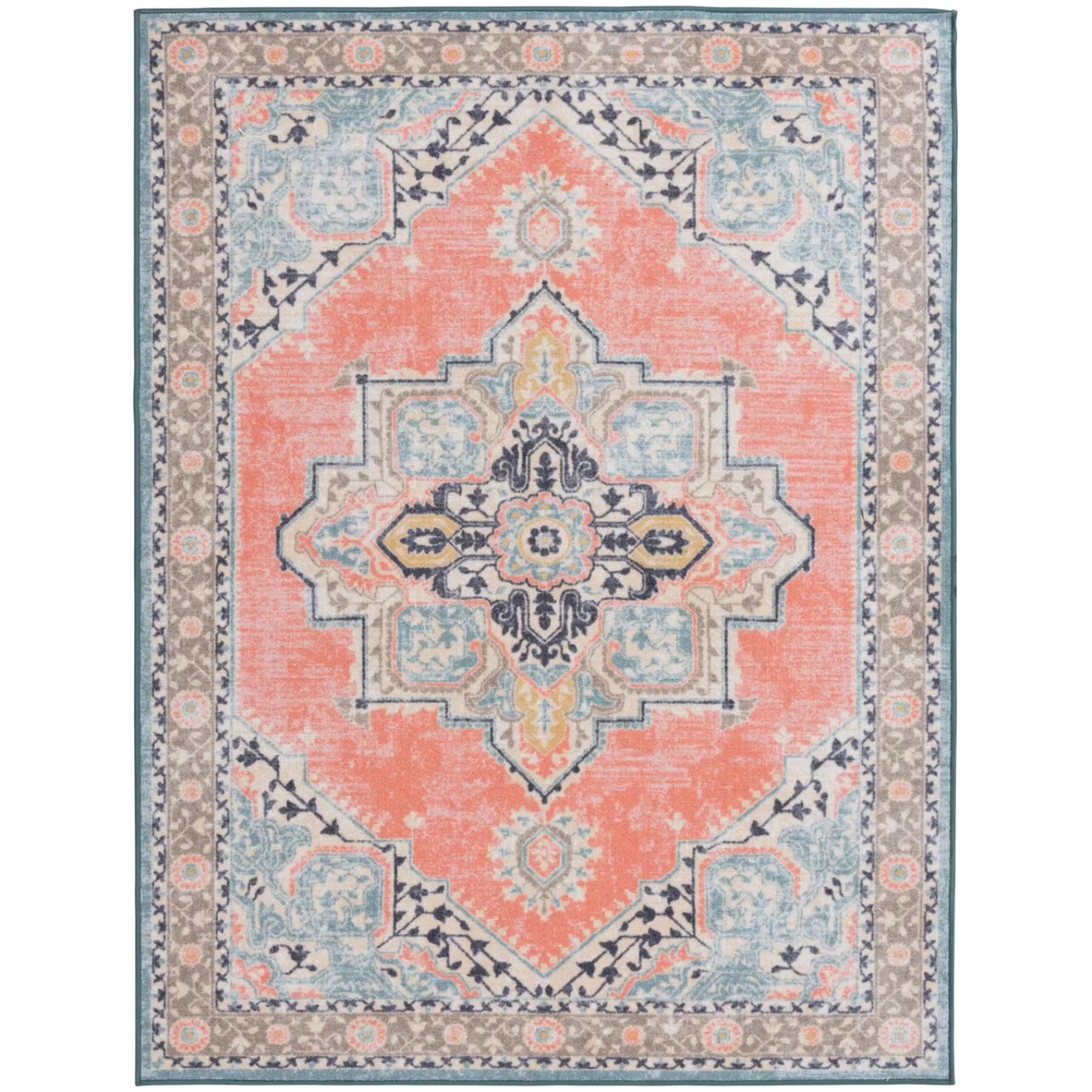 * Exclusive (D561) Venus Pink Multi-Colored Medallion Area Rug, 5 7