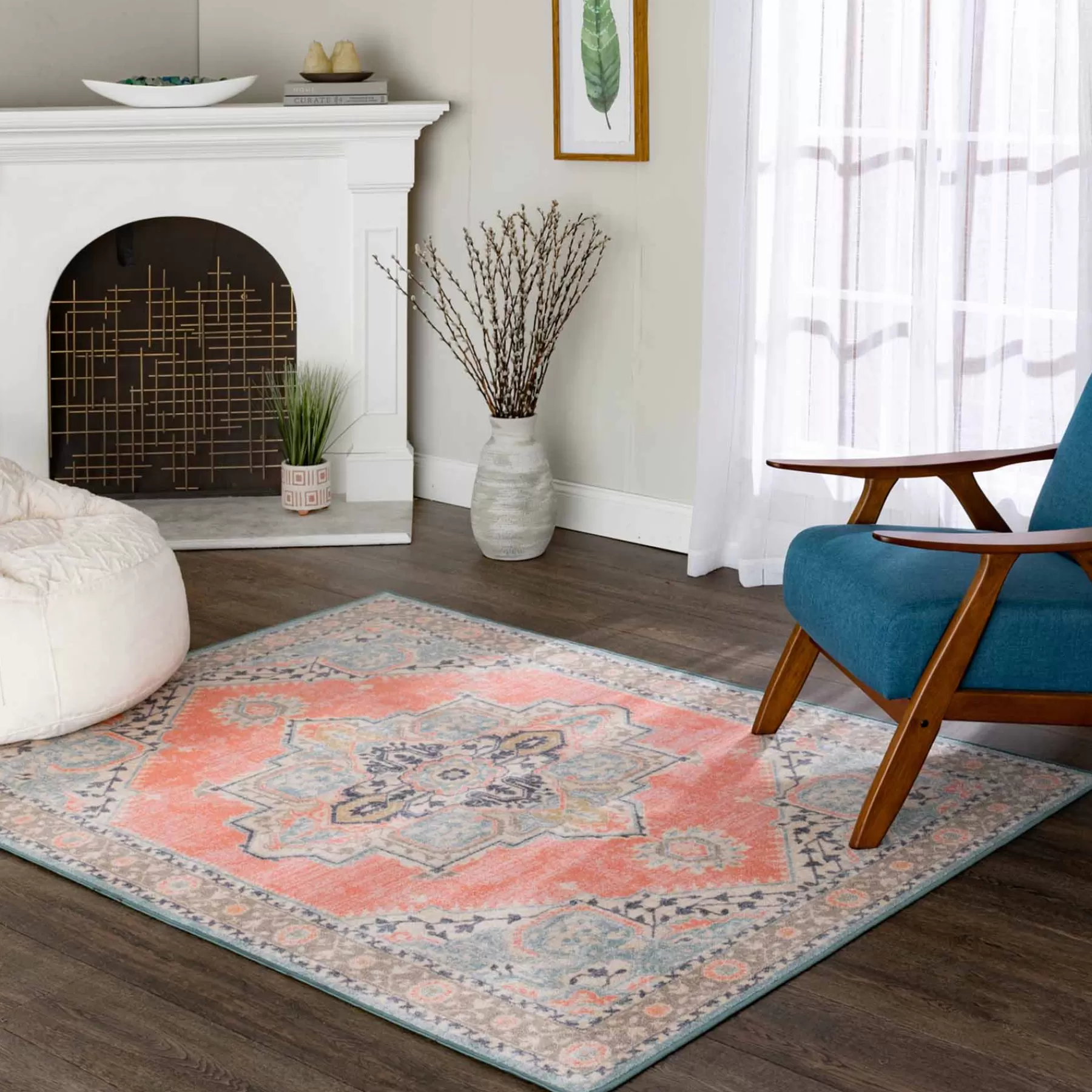 * Exclusive (D561) Venus Pink Multi-Colored Medallion Area Rug, 5 7