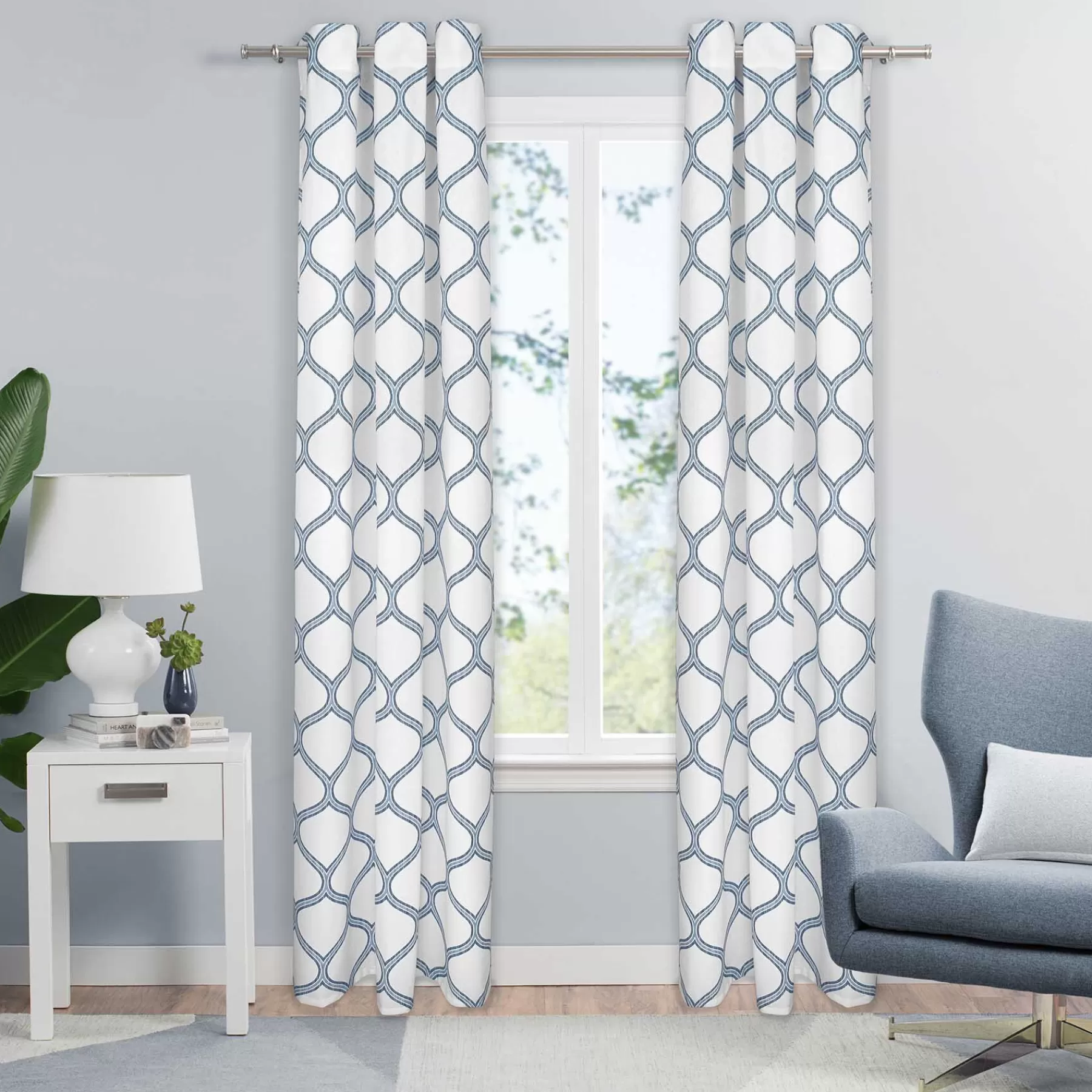 * Exclusive Desmond Indigo Light Filtering Curtain Panel, 84