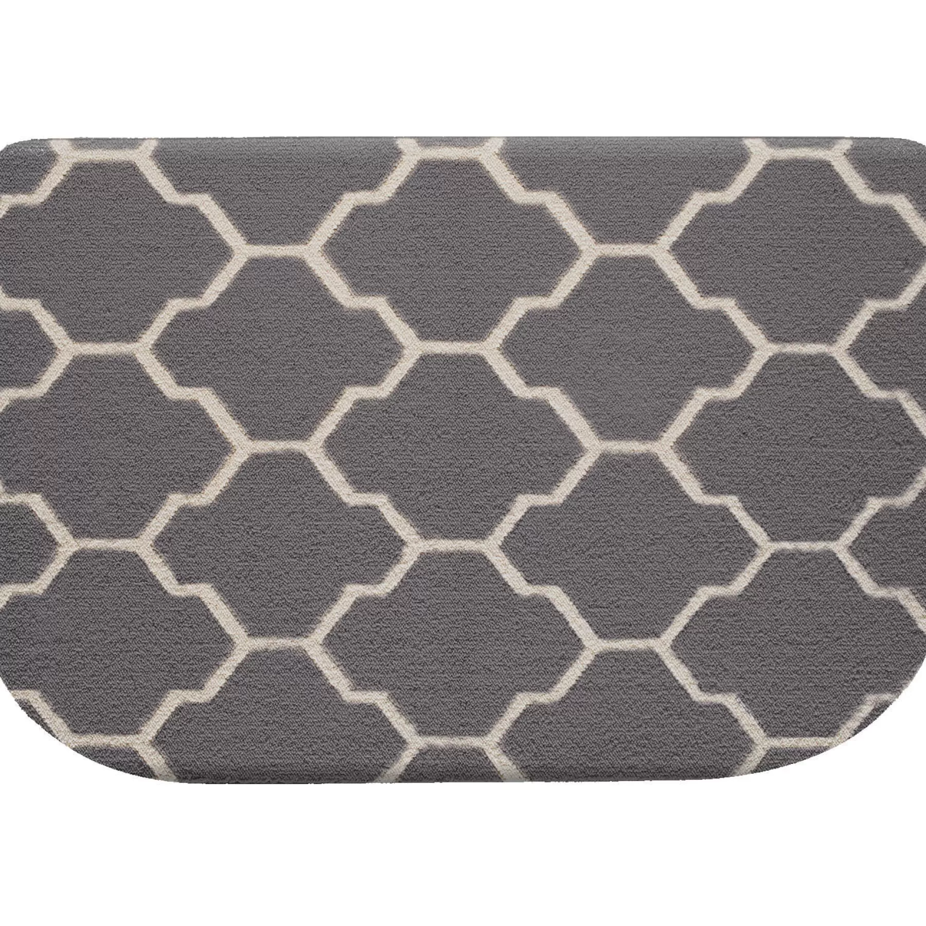 * Exclusive Grey & Ivory Quatrefoil Slice Kitchen Mat, 20 30