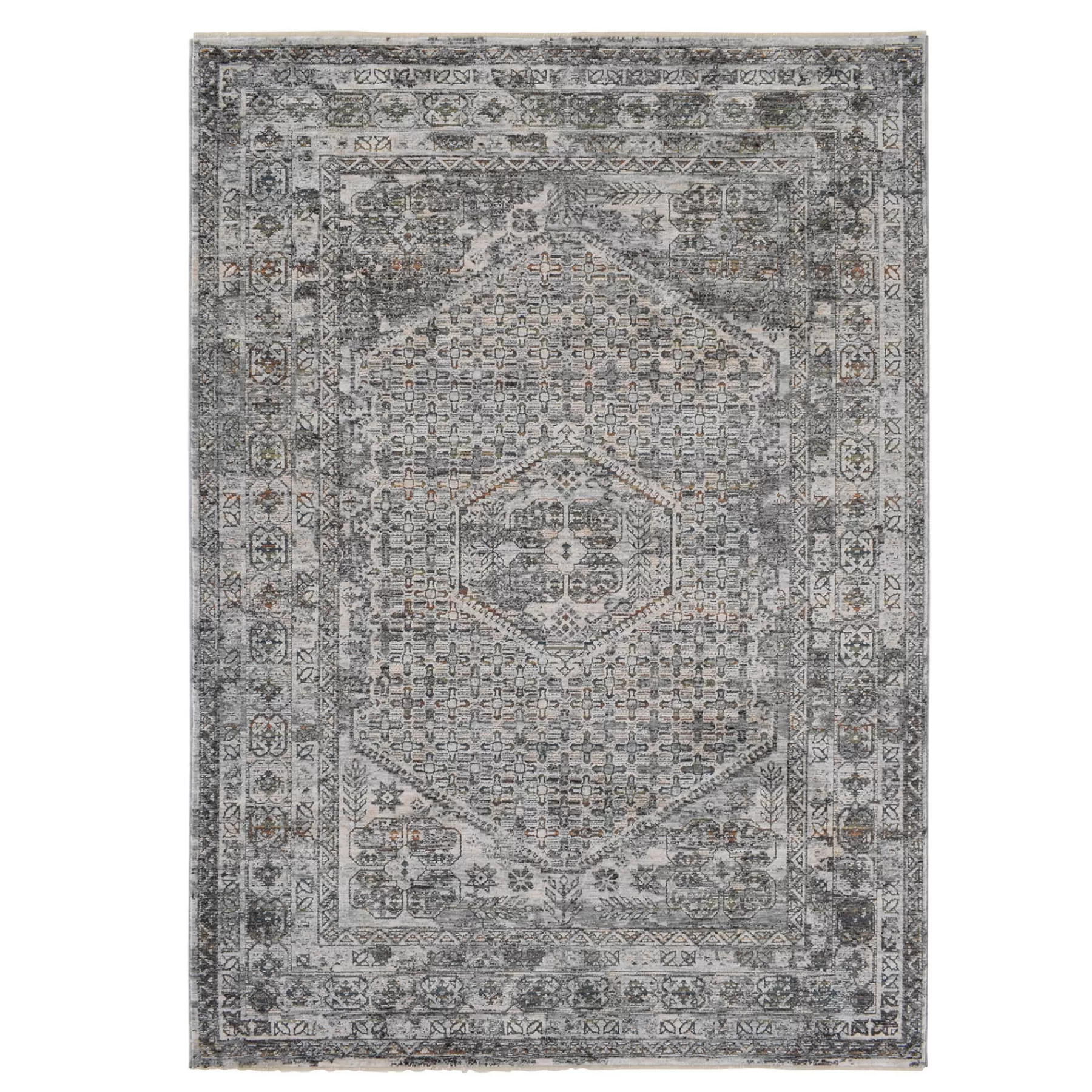 * Exquisite Gifts (A461) Dark Grey Multi-Colored Traditional Medallion Area Rug, 8 10