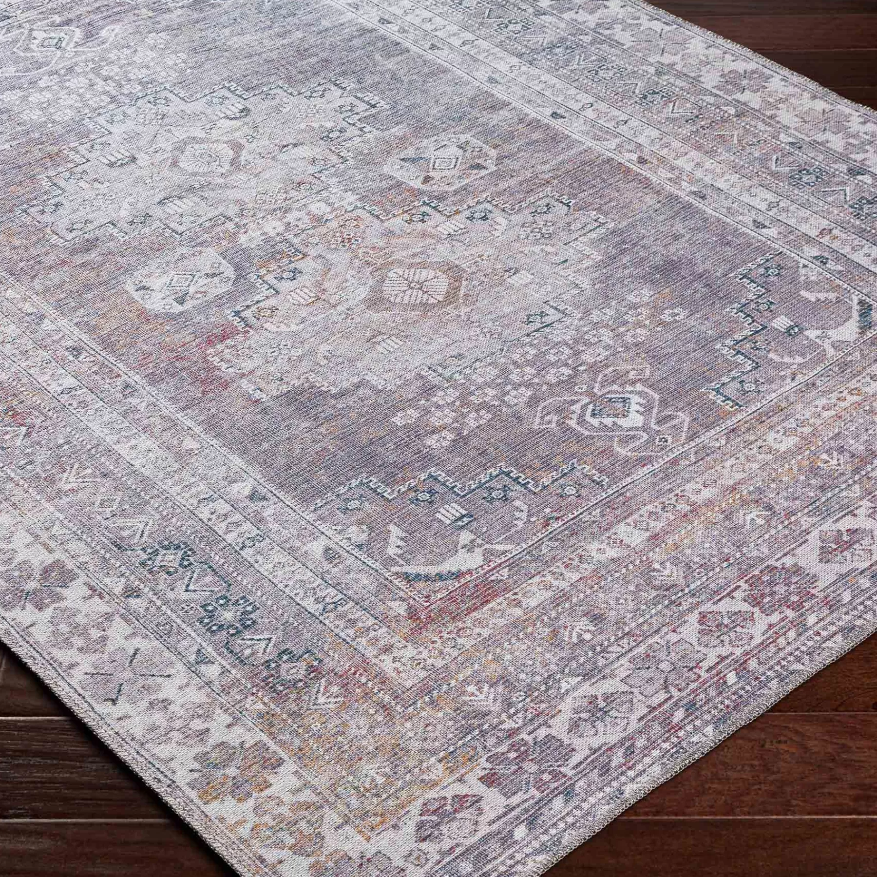 * Exquisite Gifts (B786) Honeybloom Multi-Colored Medallion Washable Area Rug, 5 7