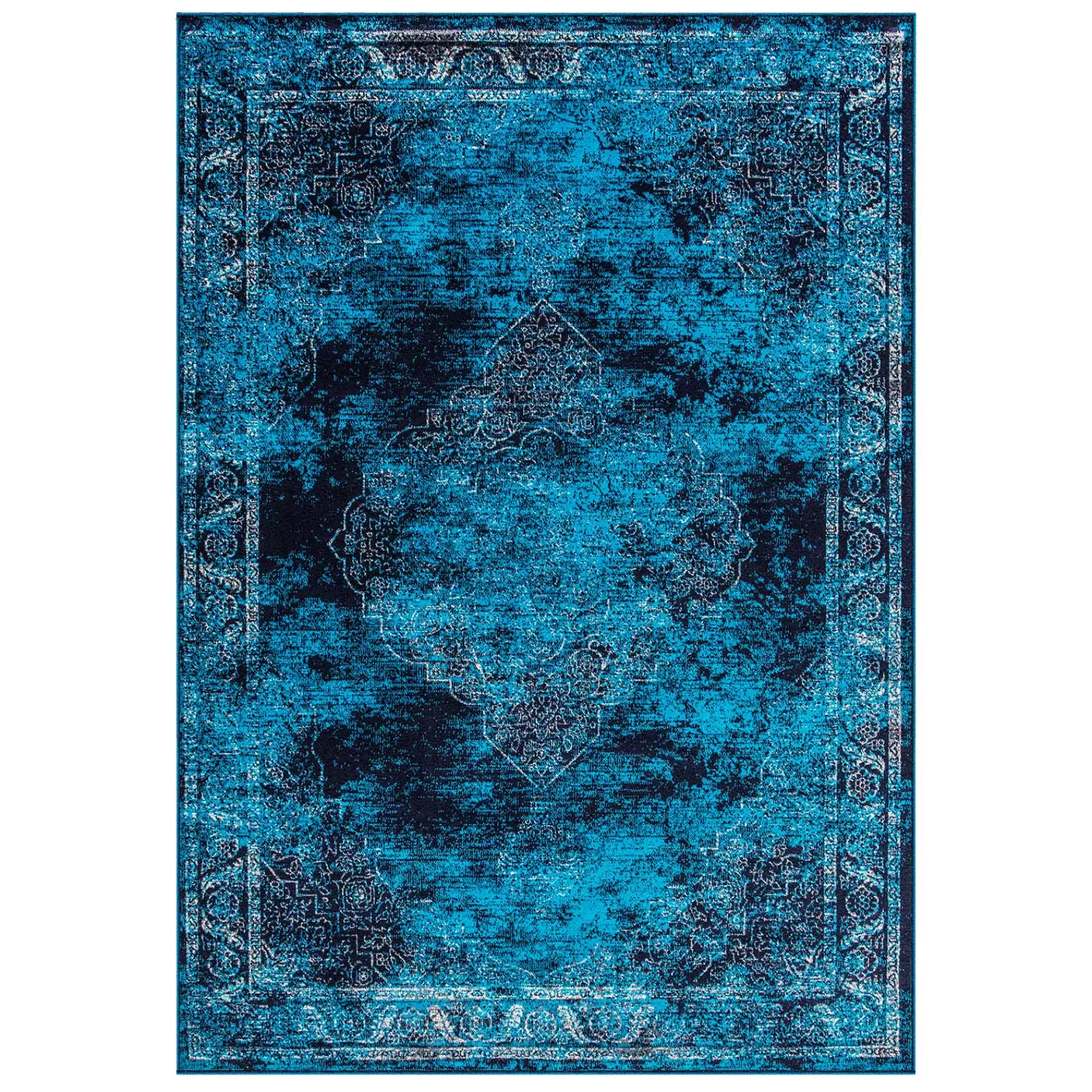 * Exquisite Gifts (D416) Antika Navy Vintage Medallion Area Rug, 7 10