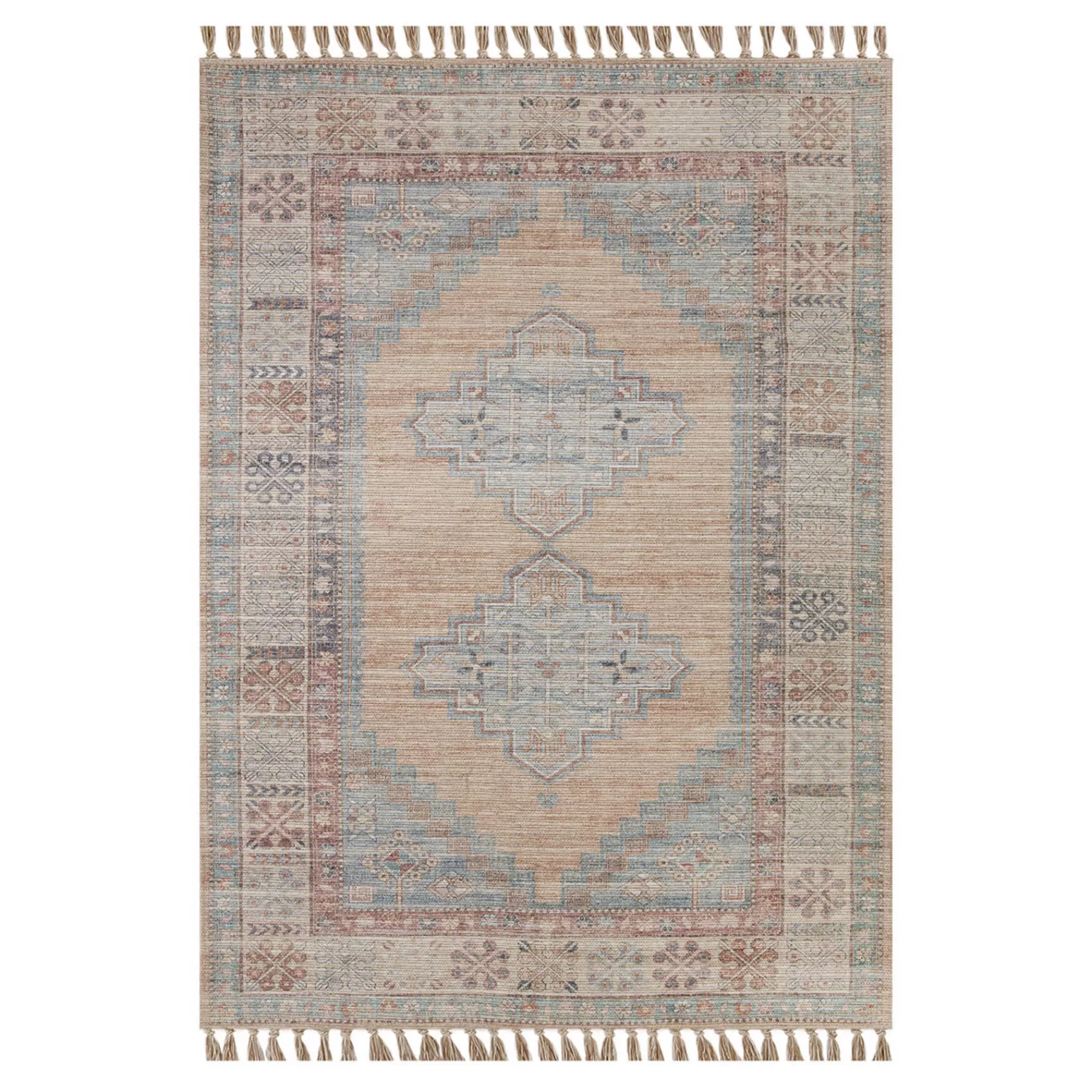 * Flash Sale (E336) Honeybloom Vintage Medallion Fringe Outdoor Area Rug, 5 7