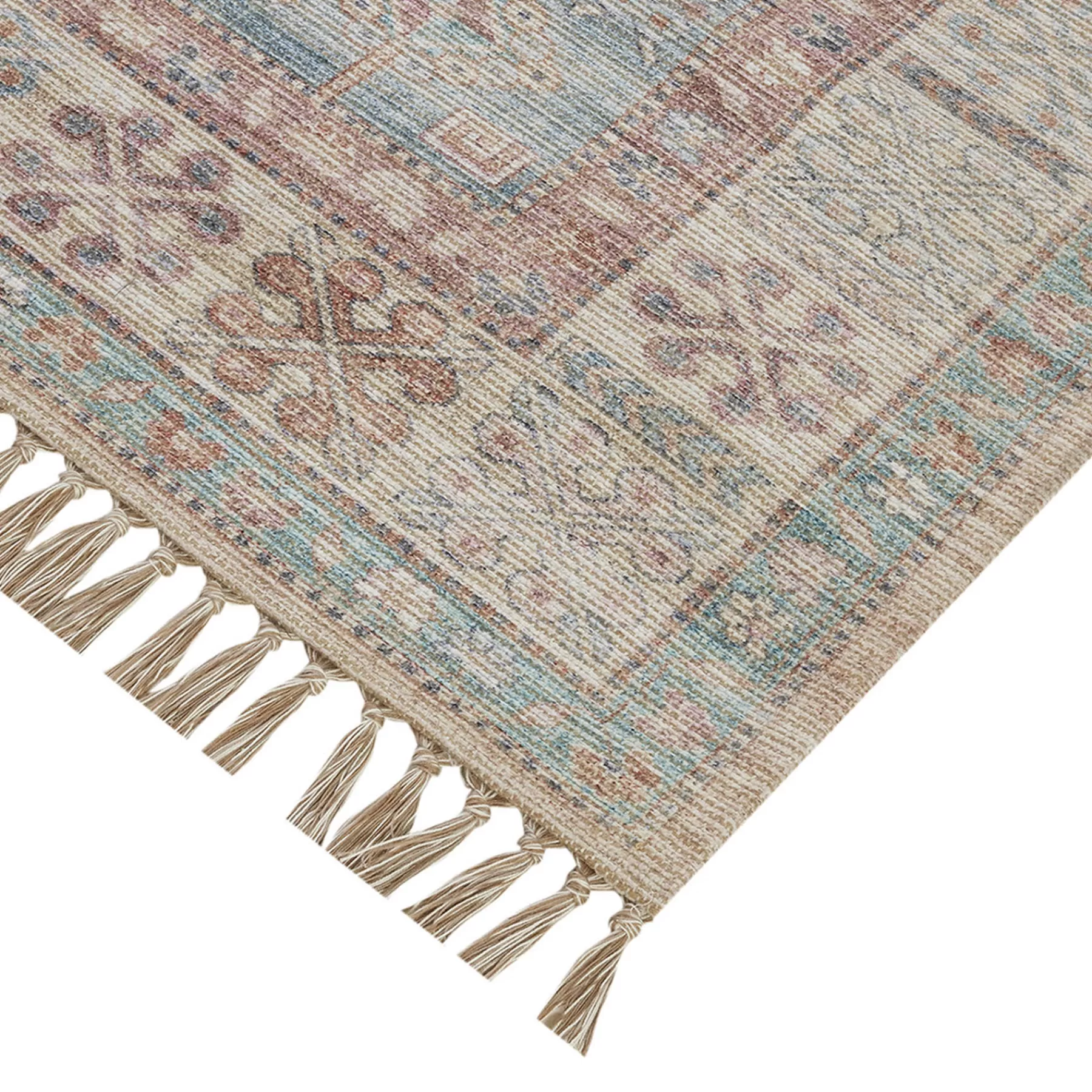 * Flash Sale (E336) Honeybloom Vintage Medallion Fringe Outdoor Area Rug, 5 7