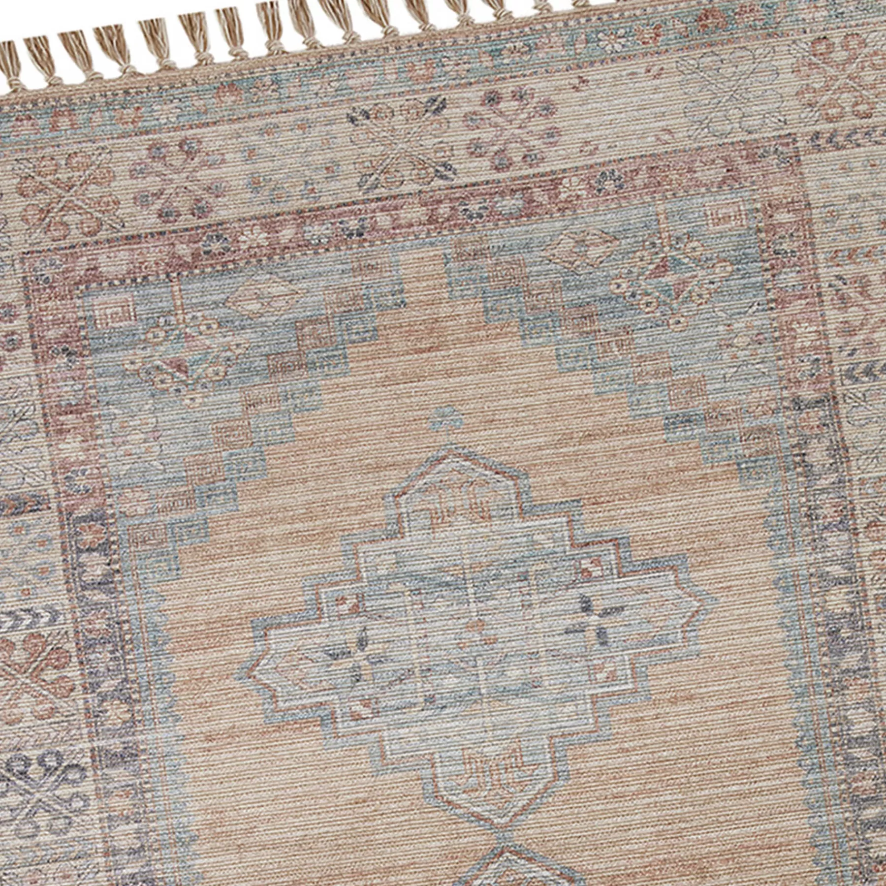 * Flash Sale (E336) Honeybloom Vintage Medallion Fringe Outdoor Area Rug, 5 7