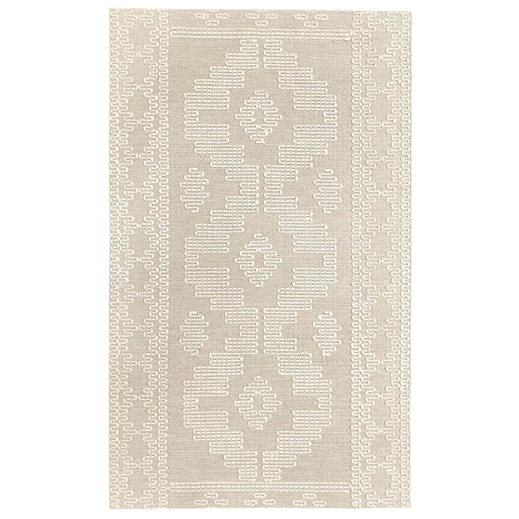 * Low Price (B669) Goa Ivory Tribal Handmade Accent Rug, 3 5