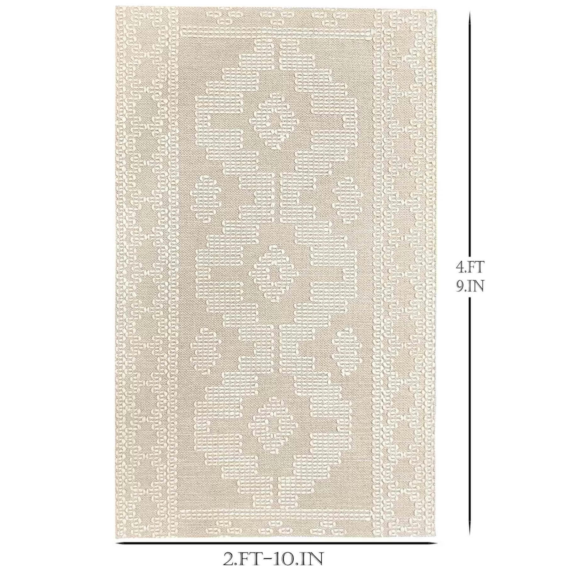 * Low Price (B669) Goa Ivory Tribal Handmade Accent Rug, 3 5