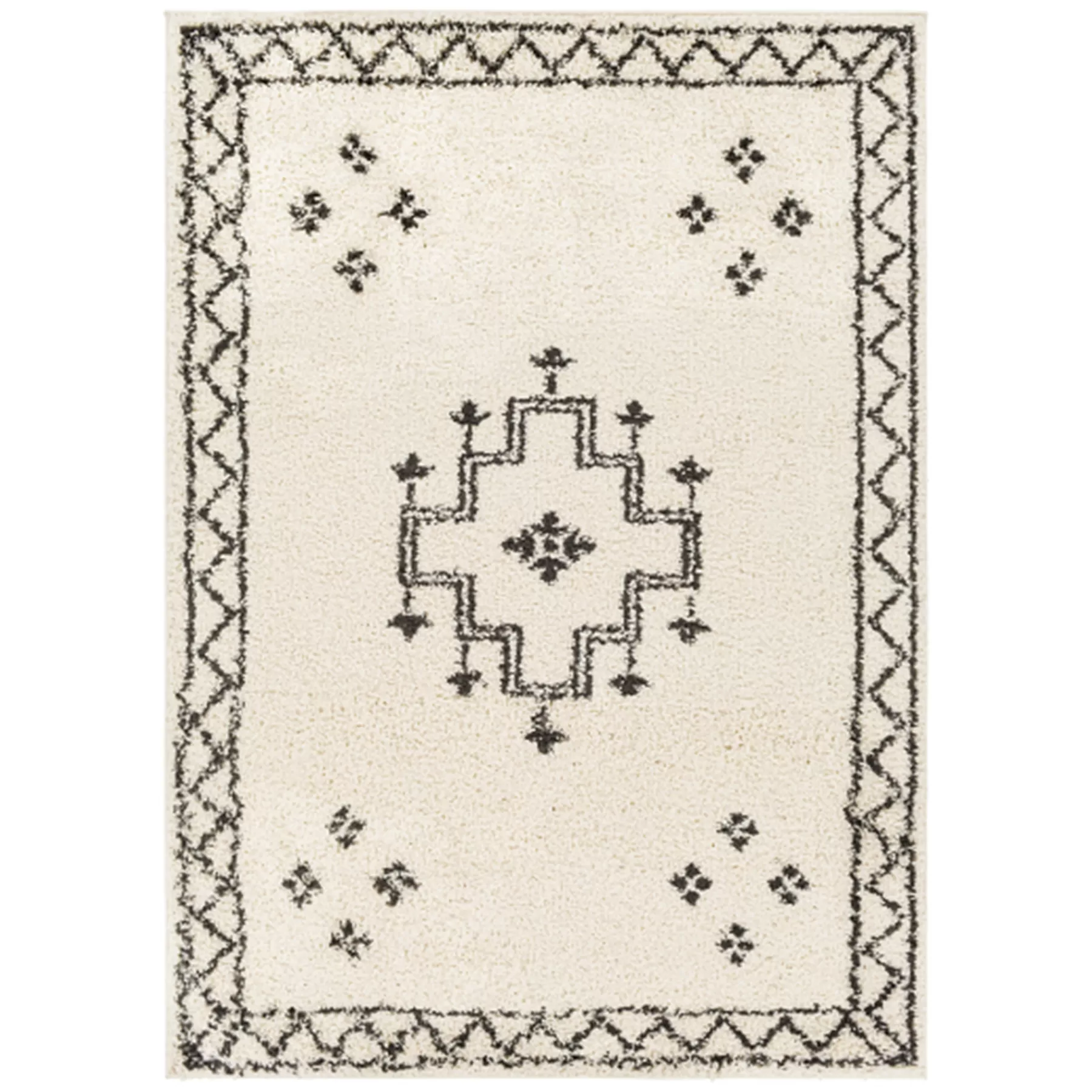 * Low Price (C174) Beni Cream Medallion Shag Area Rug, 8 10