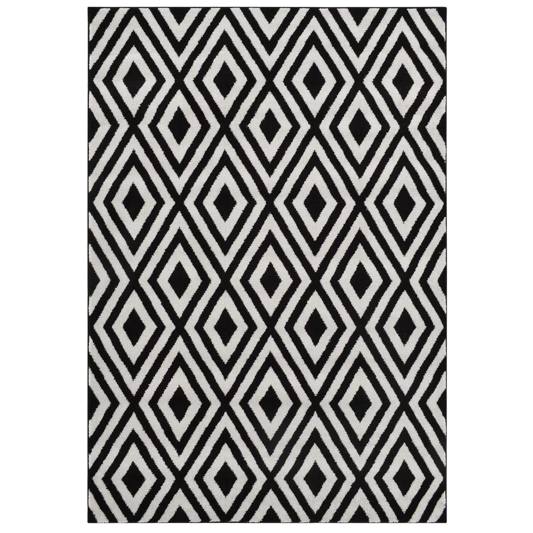 * Low Price (D532) Black & White Diamond Design Area Rug, 5 7