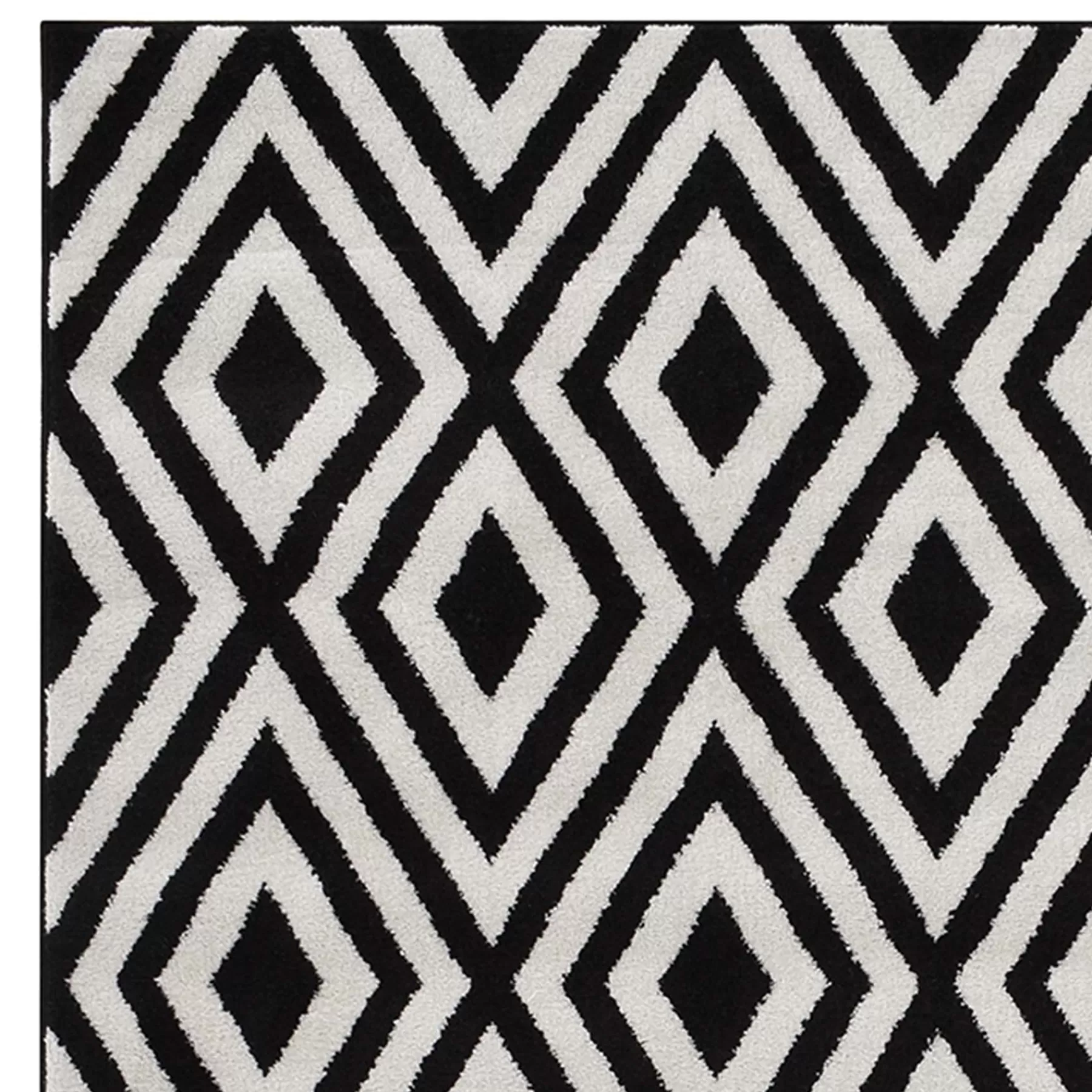 * Low Price (D532) Black & White Diamond Design Area Rug, 5 7