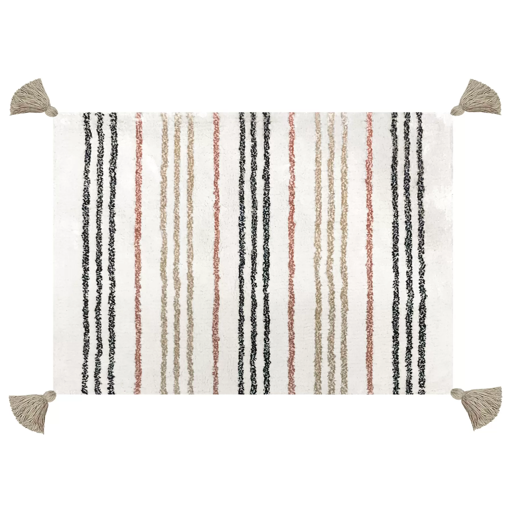 * Original Canyon Stripe Bath Rug Tassles Multicolor