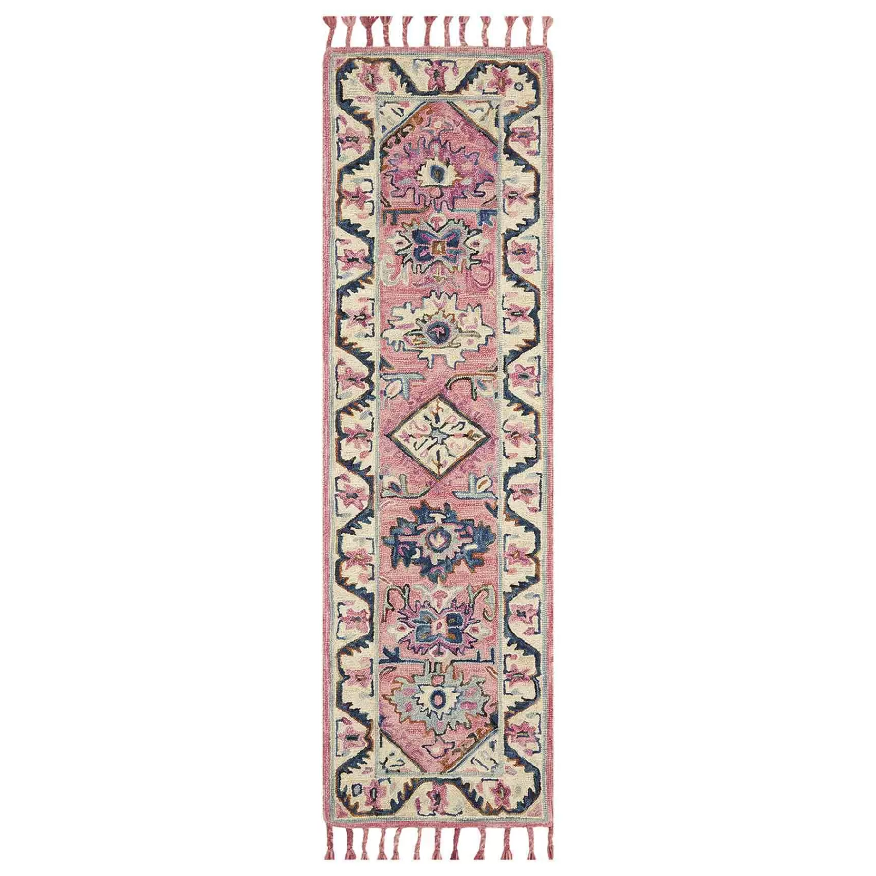* Premium (A478) Moya Pink Multi-Colored Tassel Runner, 2 7