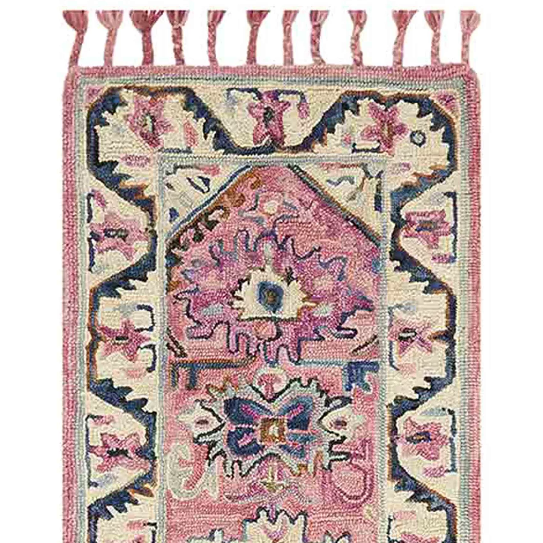 * Premium (A478) Moya Pink Multi-Colored Tassel Runner, 2 7
