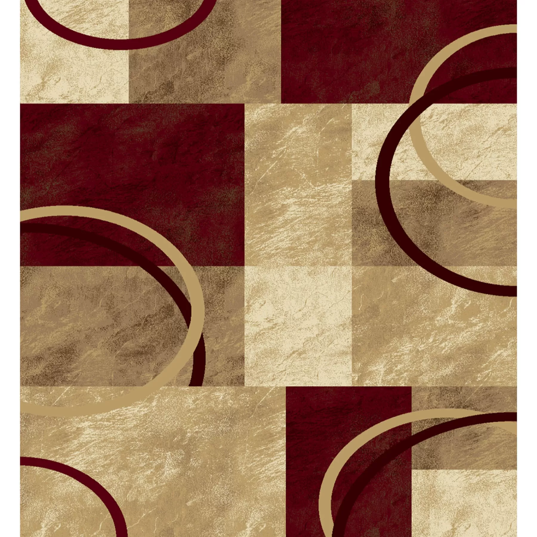 * Premium (B645) Superior Burgundy & Tan Geometric Area Rug, 7 10