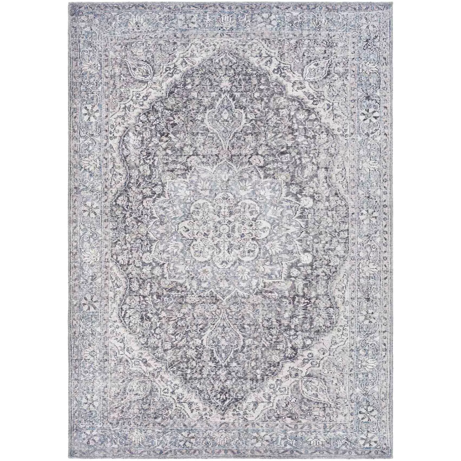 * Premium (B785) Colin Blue Medallion Washable Area Rug, 5 7