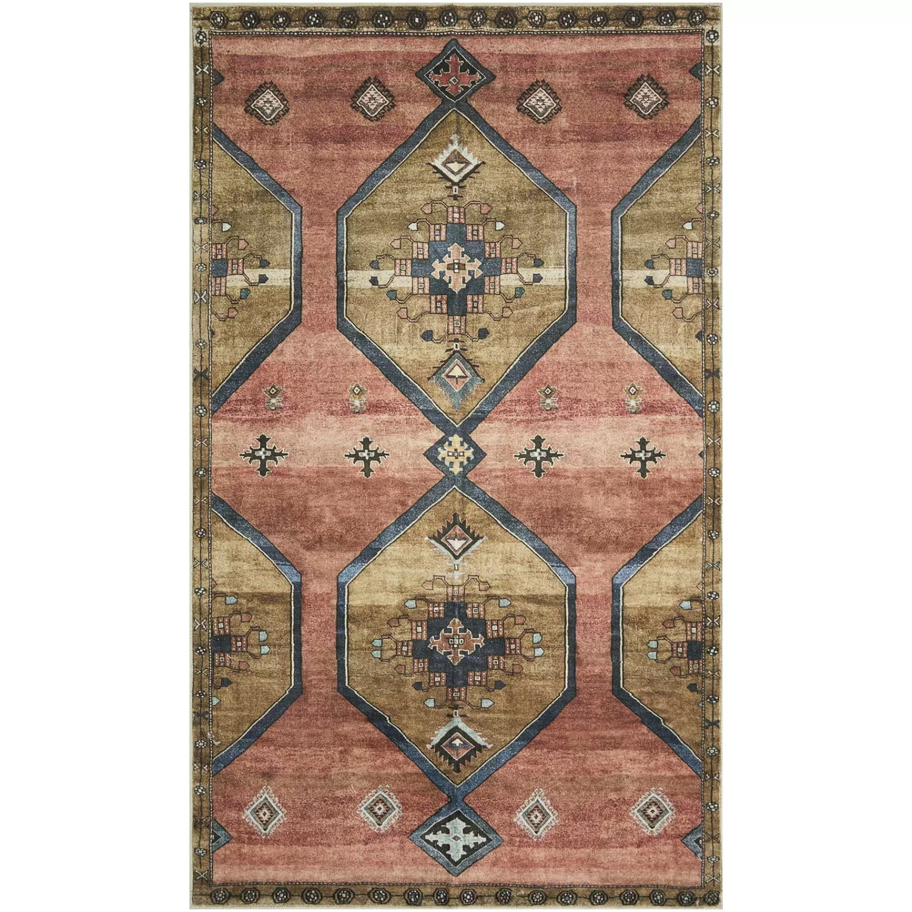 * Premium (D568) Freya Pink Medallion Washable Accent Rug, 3 5