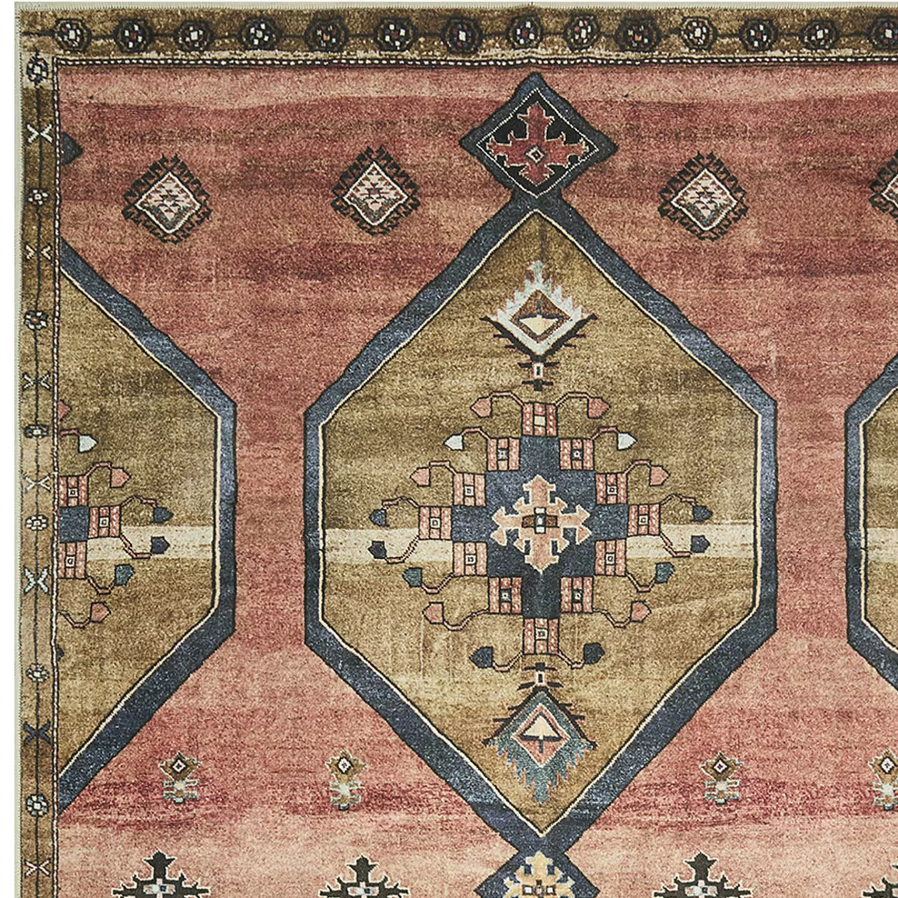 * Premium (D568) Freya Pink Medallion Washable Accent Rug, 3 5